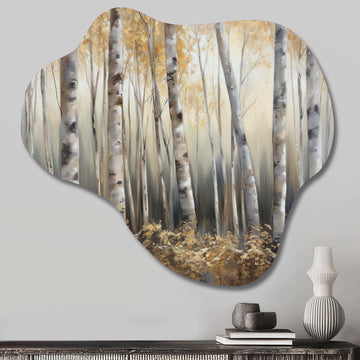 Birch Tree Forest Wonderland III - Asymmetric Metal Wall Art